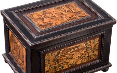 A wooden casket with marquetry decoration, Augsburg, 16th and 19th century