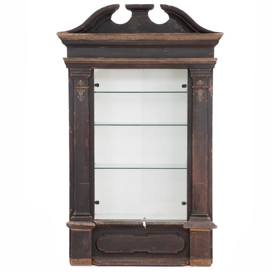 A wooden display cabinet. Made of a baroque front and a modern...