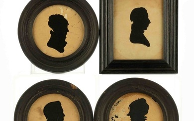 AMERICAN SCHOOL (19TH CENTURY) HOLLOWAY FAMILY HOLLOW-CUT SILHOUETTES, LOT OF FOUR