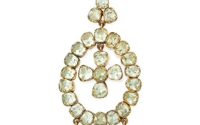 AN ANTIQUE CHRYSOLITE PENDANT, 19TH CENTURY in yellow