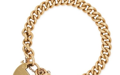 AN ANTIQUE GOLD SWEETHEART BRACELET in 18ct yellow gold, comprising a series of curb links