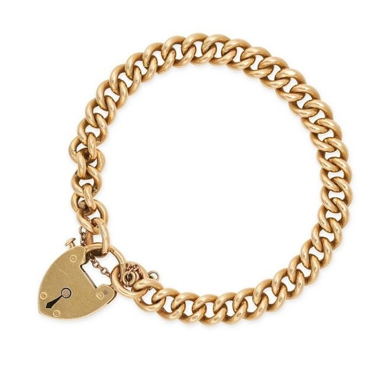 AN ANTIQUE GOLD SWEETHEART BRACELET in 18ct yellow gold, comprising a series of curb links