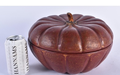 AN EARLY 20TH CENTURY CHINESE GILDED RED LACQUER PUMPKIN BOX...