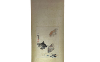 佚名 彩墨画 金鱼 ANONYMOUS CHINESE INK AND COLOR PAINTING GOLD FISHES