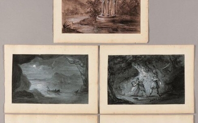 ATTRIBUTED TO ALEXANDRE EVARISTE FRAGONARD (1780-1850) Suite of five studies,...