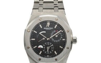 AUDEMARS PIGUET, REF. 26120ST.OO.1220ST.03, ROYAL OAK, A VERY FINE STEEL DUAL-TIME BRACELET WATCH WITH DATE, DAY/NIGHT INDICATOR, AND POWER RESERVE, NUMBERED "1234"