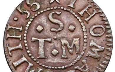 Abington, Thomas Smith (Grocer), Farthing, 1658, in copper, 12h, m.m. voided mullet, (m.m.) THO...