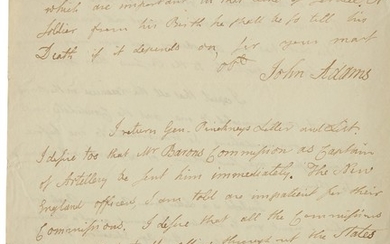 Adams, John. Autograph letter signed, to James McHenry, 29 March 1799