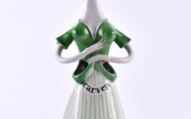 Advertising figure Carven Parfum | Marketing Figure, Carven Parfum ,dated 1952, on the floor marked V. Guino 1952 Parfums Carven jar and artist signature, ceramic mannequin handpainted, at the hip two openings for perfume bottles, h 34 cm_x000D_
