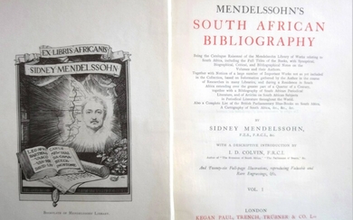 [Africa]. Mendelssohn, S. South African Bibliography. London, Kegan Paul, Trench,...