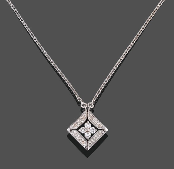 An 18 Carat White Gold Diamond Necklace, to be worn...