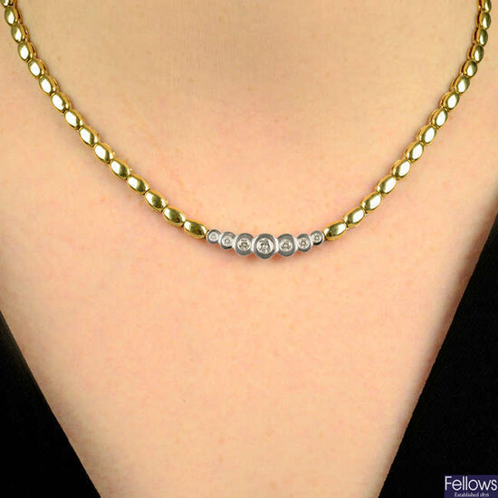 An 18ct gold brilliant-cut diamond necklace.