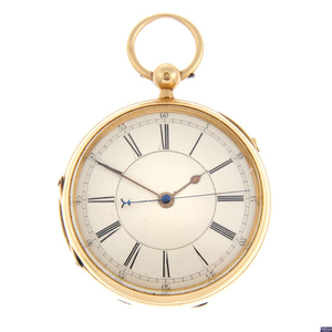 An 18ct yellow gold centre seconds open face pocket watch by T. Coupe.