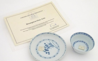 An 18thC Chinese Nanking Cargo blue and white tea bowl