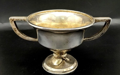 An Antique Small Sterling Silver Two Handled Trophy. Hallmarks...