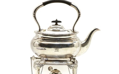 An Edwardian silver kettle with stand