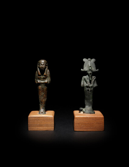 An Egyptian Bronze Ushabti and an Egyptian Bronze Osiris
