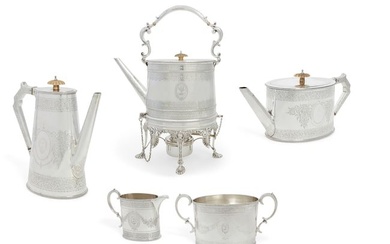 An assembled Victorian sterling silver service