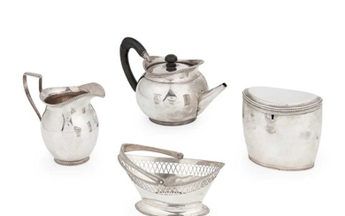 An early 19th century matched four piece tea service