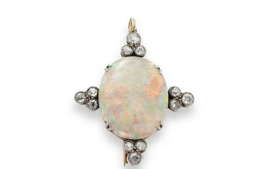 An early 20th century opal and diamond pendant/brooch