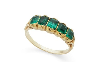 An emerald five-stone ring