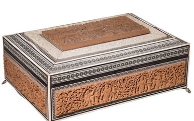 An intricately carved Indian casket, mid-20th century