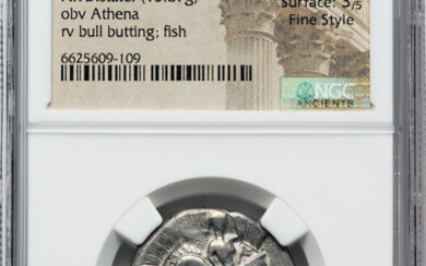Ancients: , LUCANIA. Thurium. Ca. 4th century BC. AR distater (26mm, 15.87 gm, 7h). NGC VF 5/5 - 3/5, Fine Style....