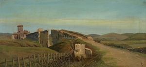 Anders Christian LUNDE Copenhague 1809 - 1886 Paysage près de Subiaco avec le ponte di San Francesco sull'Aniene