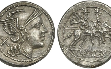Anonymous, Denarius, Rome, after 211 BC; AR (g 4,48; mm...