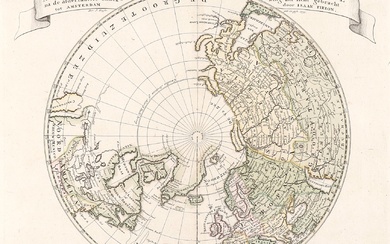 [(Ant)arctica]. "Nieuwe kaart van de Noord Pool". Handcol. engr. circular...
