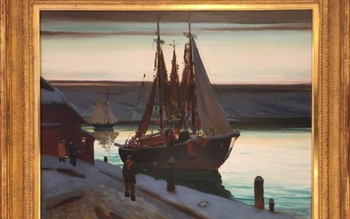 Anthony Thieme (1888-1954) Dusk View of Gloucester Harbor