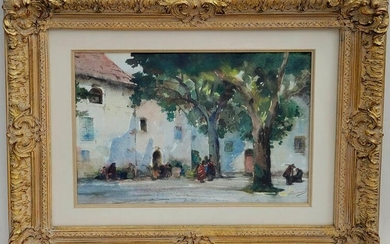 Anthony Thieme Mexican Courtyard Watercolor