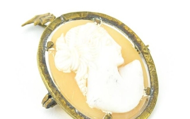 Antique 19th C Carved Shell Cameo Pendant