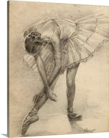 Antique Ballerina Study Canvas Reproduction Print By Ethan Harper