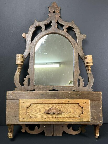 Antique Canadiana Shaving Wall Mirror