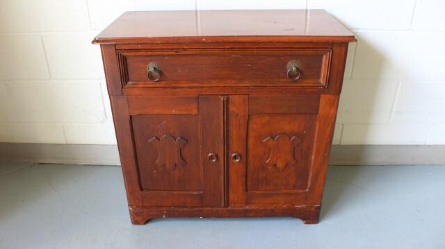 Antique Carved Victorian Style Cupboard. Single drawer