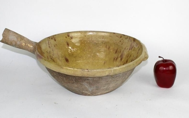Antique French glazed terra cotta tian bowl