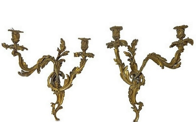 Antique French pair of gilt bronze sconces