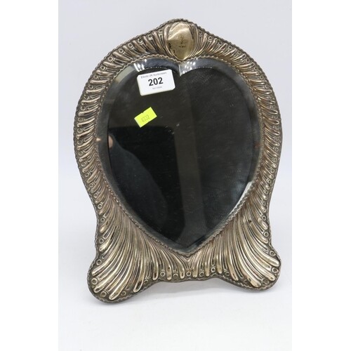 Antique silver fronted dressing table mirror with bevelled h...
