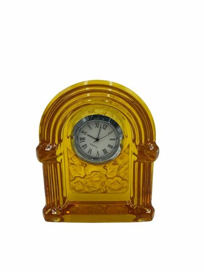 Art Deco Amber Glass Quartz Table Clock