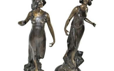 Art Deco Lady Sculptures the Pair