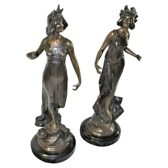 Art Deco Lady Sculptures the Pair