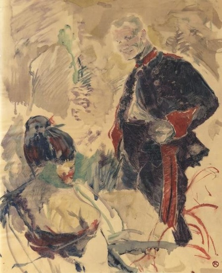Artilleur et femme. with 6 pochoirs by Toulouse-Lautrec