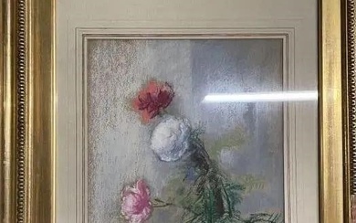 B. Sager, Antique 19th Century Pastel Floral Study