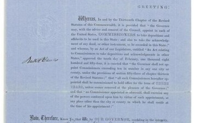 BANKS, NATHANIEL P. Partly-printed Document Signed