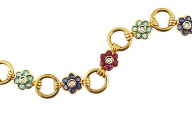 BRACELET in yellow gold consisting of flowers in...