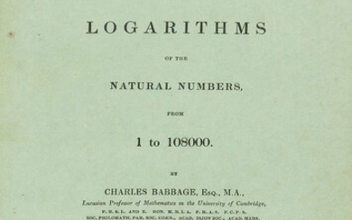 Babbage (Charles) Table of the logarithms of the natural numbers from 1 to 108000, third edition, Charles Knight, 1834.