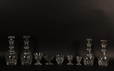 Baccarat. Set in cut crystal including, stamped underneath the base