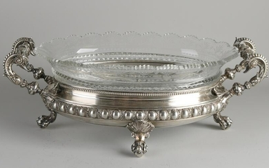 Beautiful silver display bowl, 800/000, oval model with