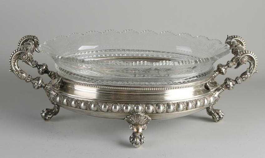 Beautiful silver display bowl, 800/000, oval model with